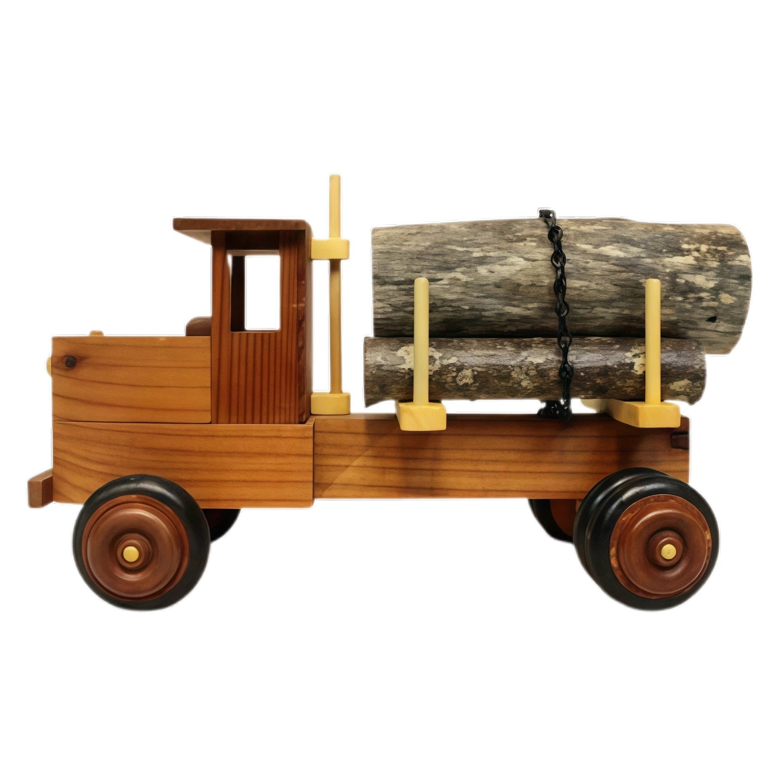 Brown Wooden Toy Logging Truck Model