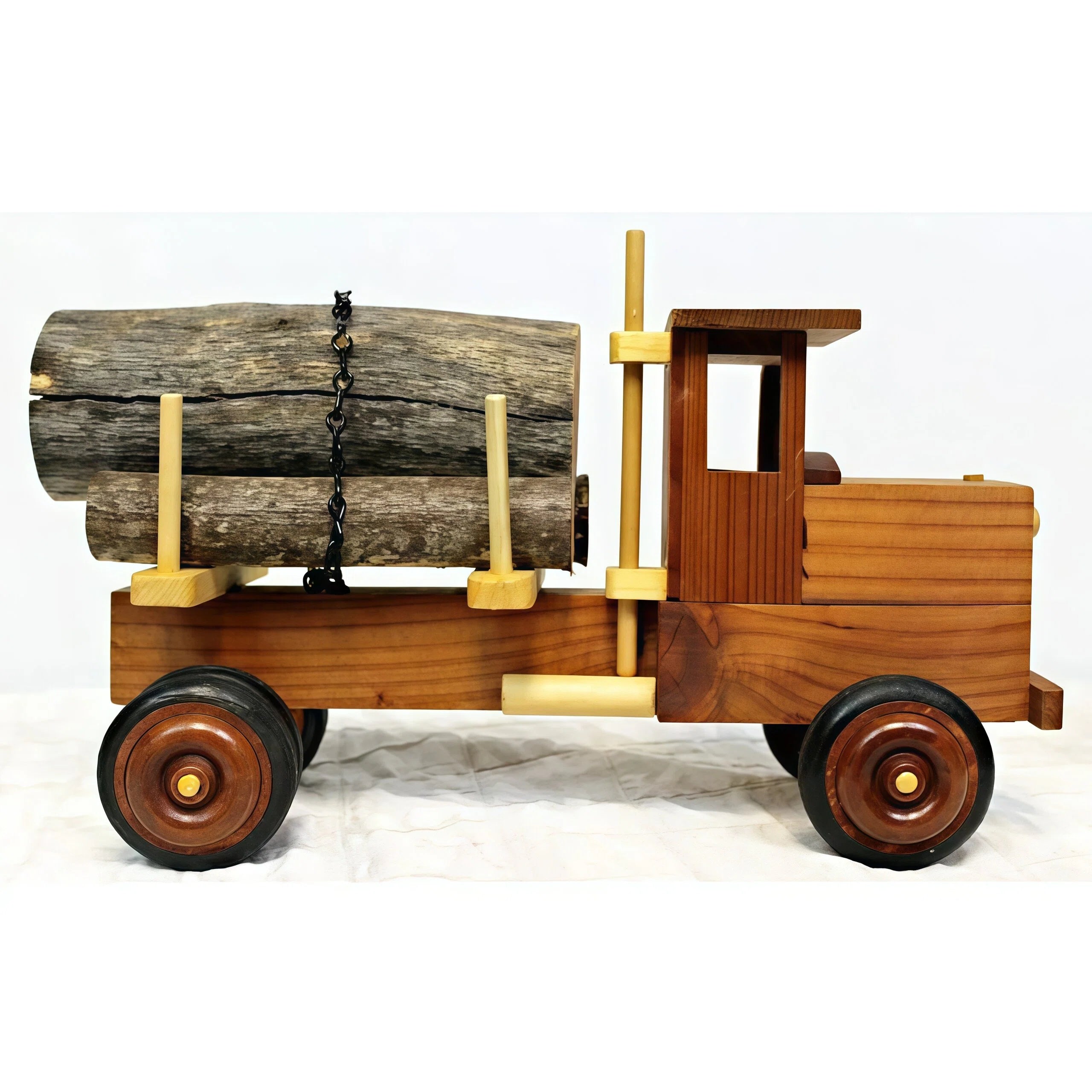 Brown Wooden Toy Logging Truck Model