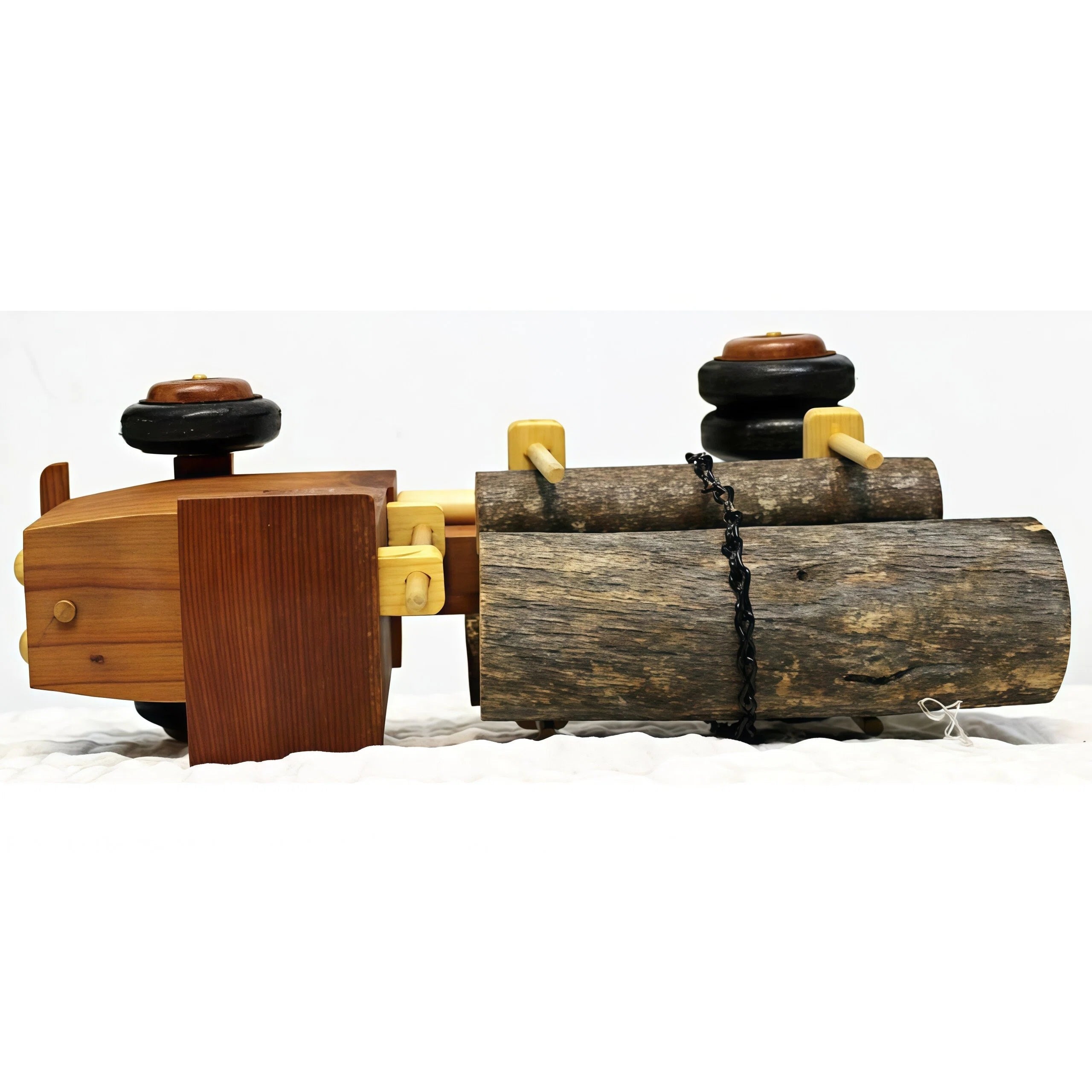 Brown Wooden Toy Logging Truck Model