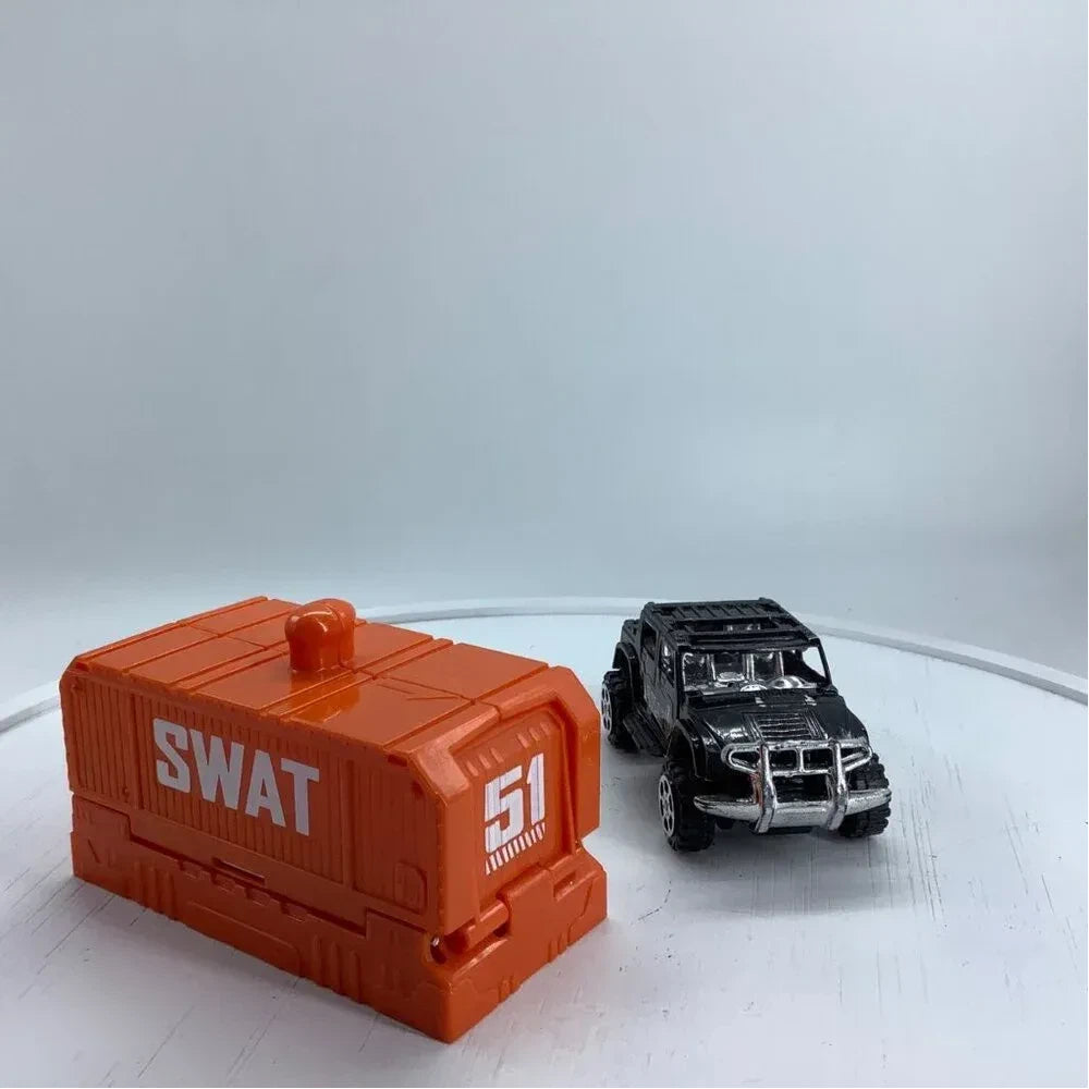 SWAT Vehicle and Orange Rescue Container Model